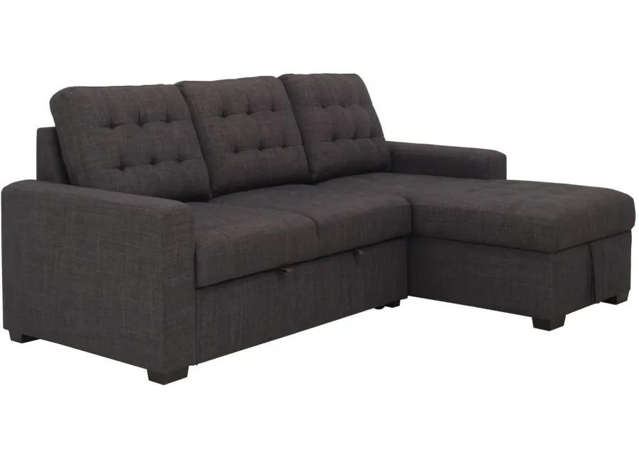 Brynn 2-pc Sofa Chaise W/ Pop Up Sleeper And Storage in Dark Gray by Bellanest