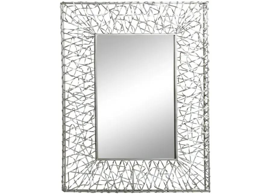 Ivy Collection Silver Metal Industrial Wall Mirror in Silver by UMA Enterprises