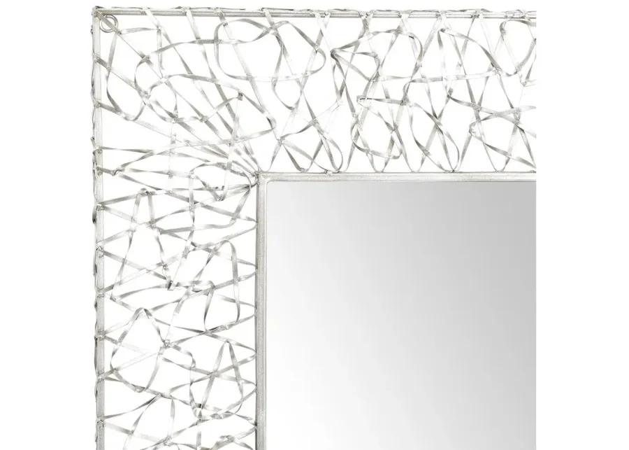 Ivy Collection Silver Metal Industrial Wall Mirror in Silver by UMA Enterprises