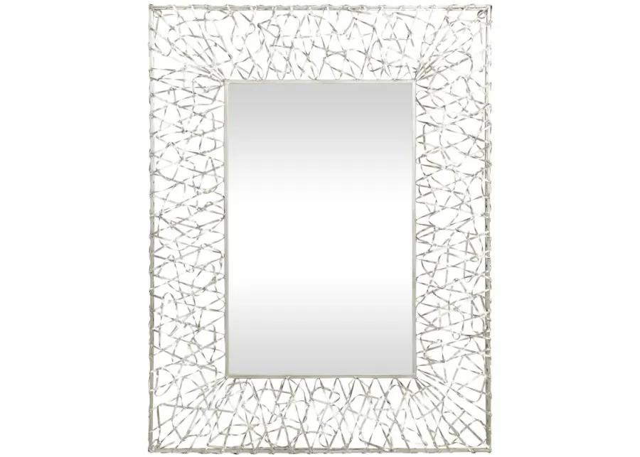 Ivy Collection Silver Metal Industrial Wall Mirror in Silver by UMA Enterprises