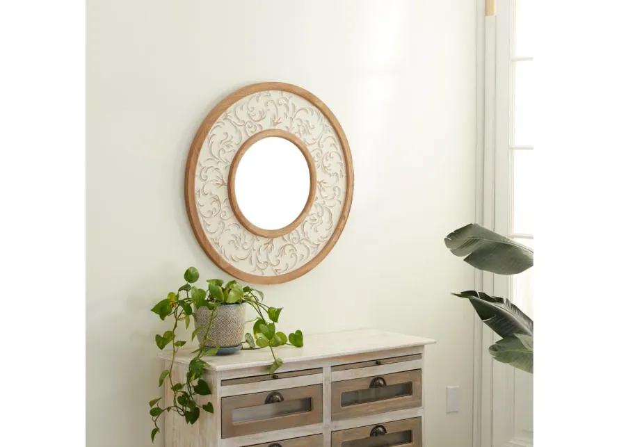 Ivy Collection White Wood Wall Mirror in White by UMA Enterprises