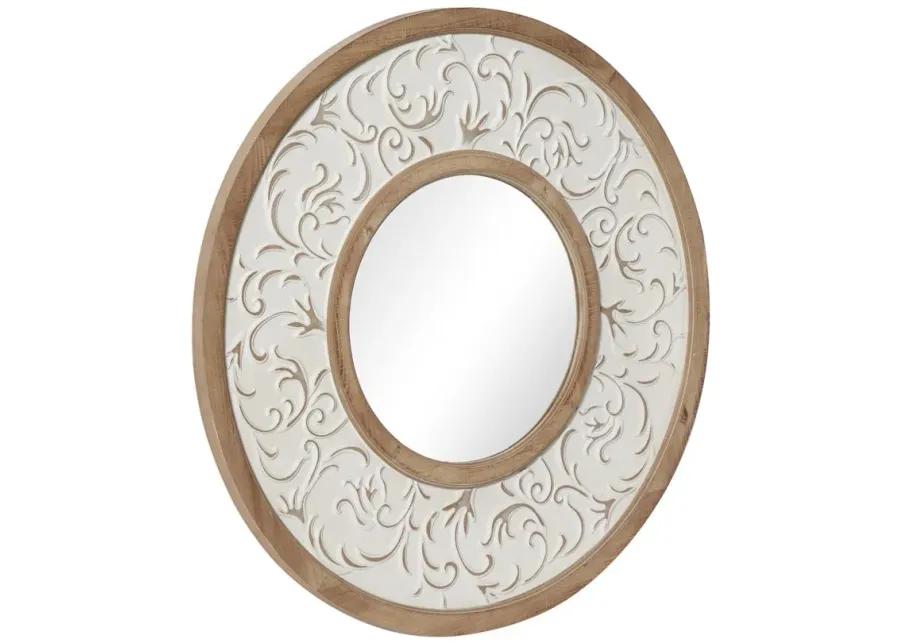 Ivy Collection White Wood Wall Mirror in White by UMA Enterprises