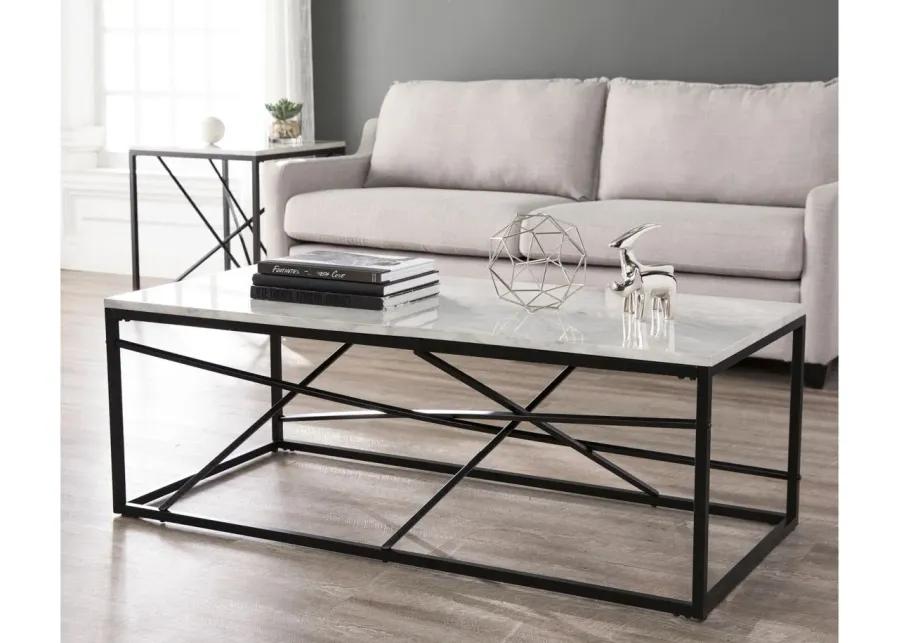 Edenbridge Faux Marble Cocktail Table in Black by SEI Furniture