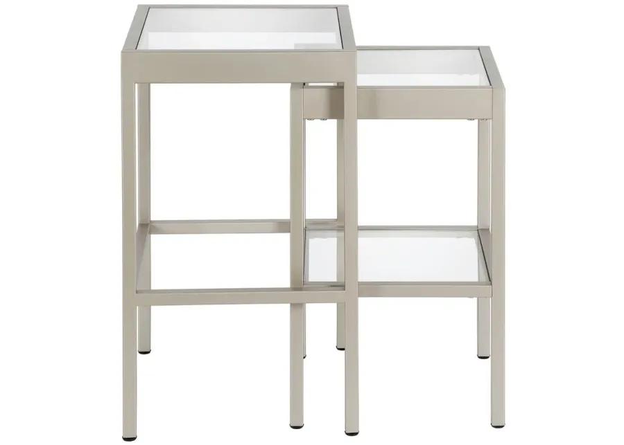 Alexis Rectangular Nested Side Table Set in Nickel by Hudson & Canal