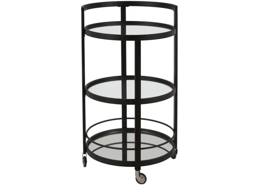 Hause Round Bar Cart with Mirrored Shelf in Blackened Bronze by Hudson & Canal