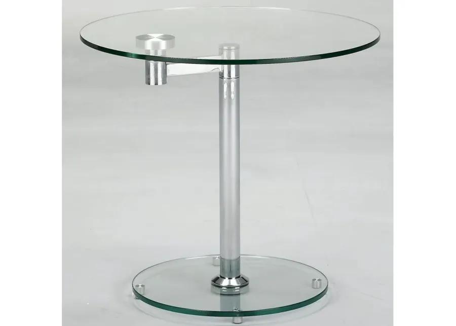 Shymma Lamp Table in Chrome by Chintaly Imports