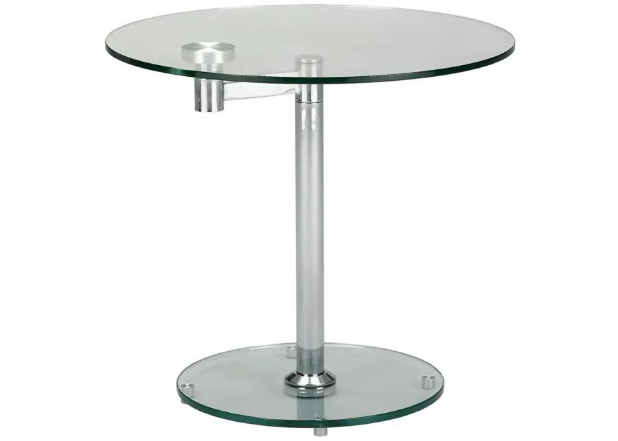 Shymma Lamp Table in Chrome by Chintaly Imports