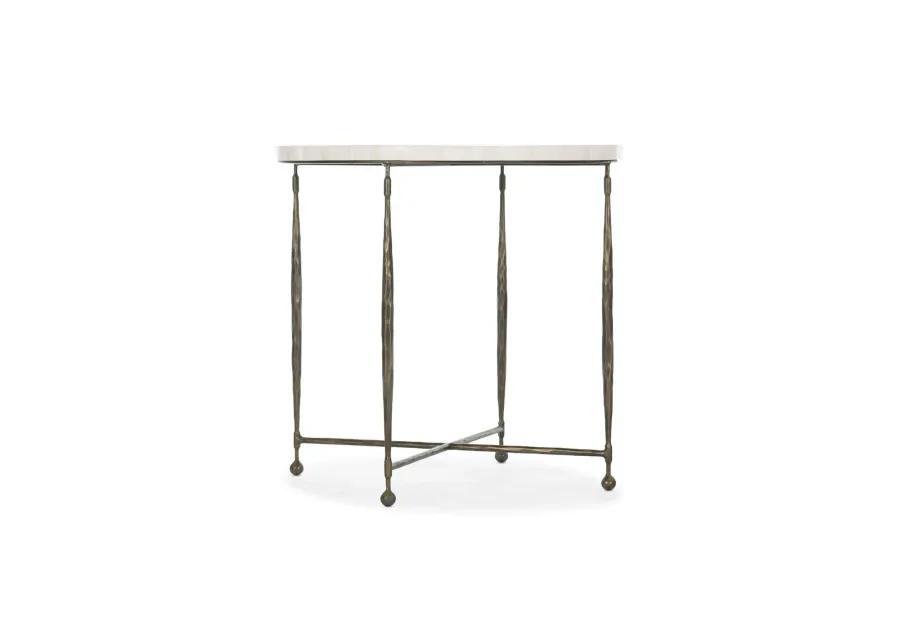 Commerce & Market Round End Table in Bronze metal base with natural bone inlay top by Hooker Furniture