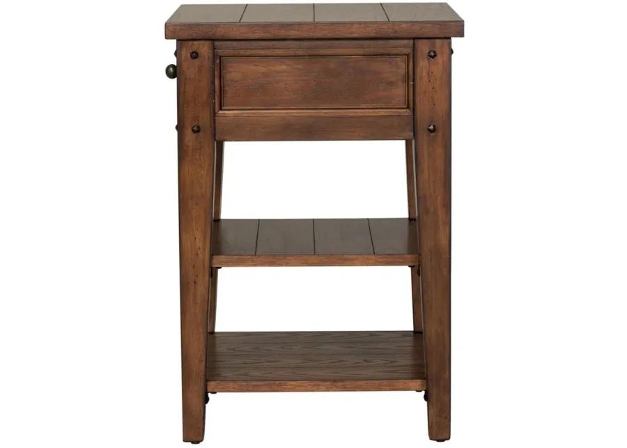 Lake House Square Chairside Table in Rustic Brown Oak Finish by Liberty Furniture