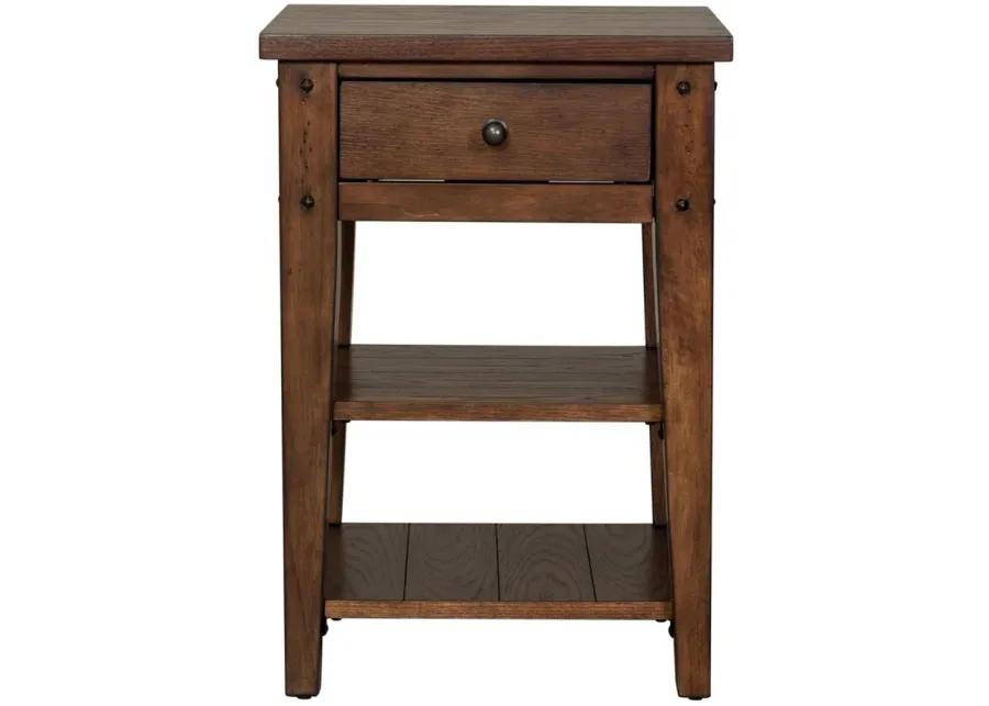 Lake House Square Chairside Table in Rustic Brown Oak Finish by Liberty Furniture