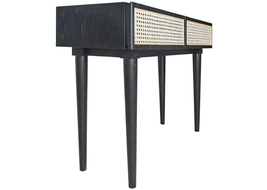 Cane Rectangular Console Table in Black by LH Imports Ltd