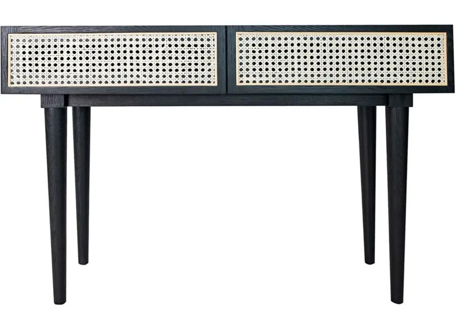 Cane Rectangular Console Table in Black by LH Imports Ltd