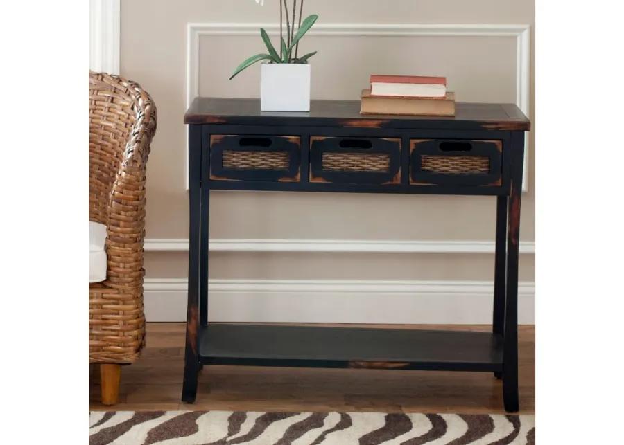 Josef 3 Drawer Console Table in Black by Safavieh