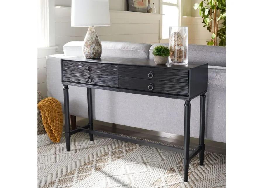 Joshua 4 Drawer Console Table in Black by Safavieh