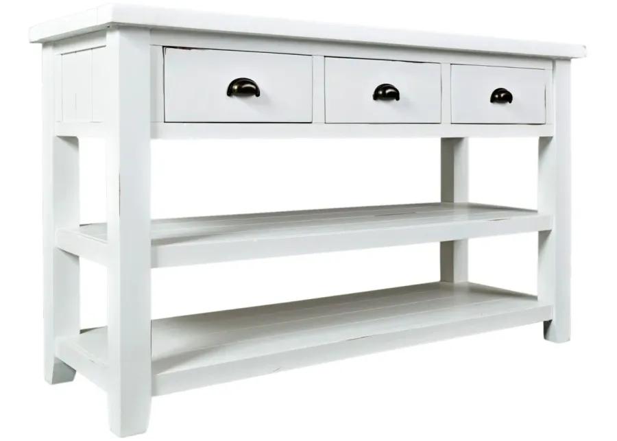 Artisan's Craft Rectangular Sofa Table in Weathered White by Jofran