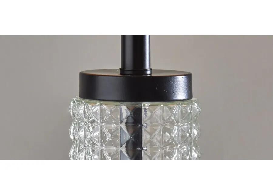 Delilah Glass Floor Lamp in Black & Clear Textured Glass by Adesso Inc