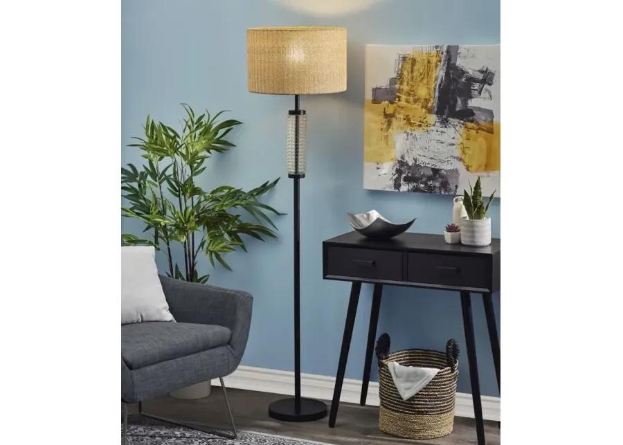 Delilah Glass Floor Lamp in Black & Clear Textured Glass by Adesso Inc