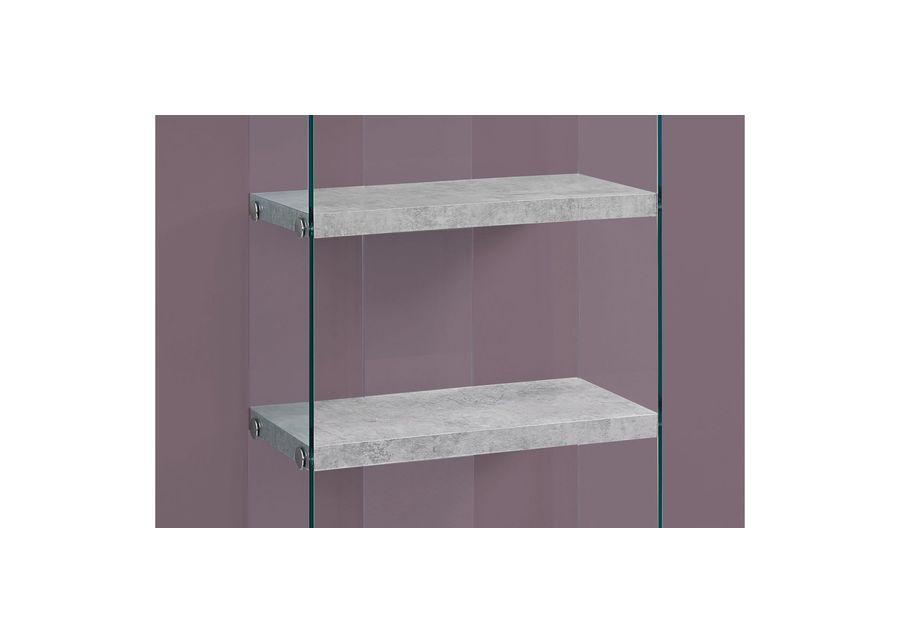 Glillian Bookcase with Tempered Glass in Grey by Monarch Specialties