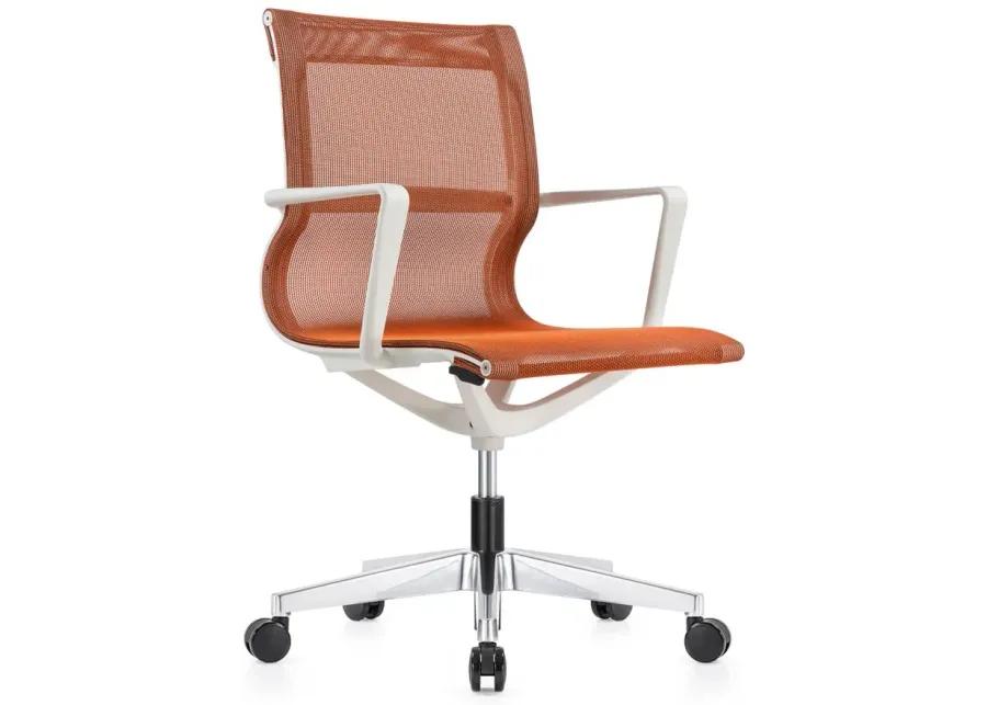 Kinetic White Frame Office Chair with Mesh Back in White/Orange