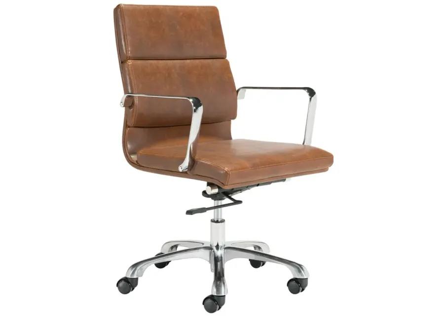 Ithaca Office Chair in Vintage Brown, Silver by Zuo Modern
