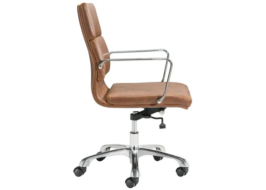 Ithaca Office Chair in Vintage Brown, Silver by Zuo Modern