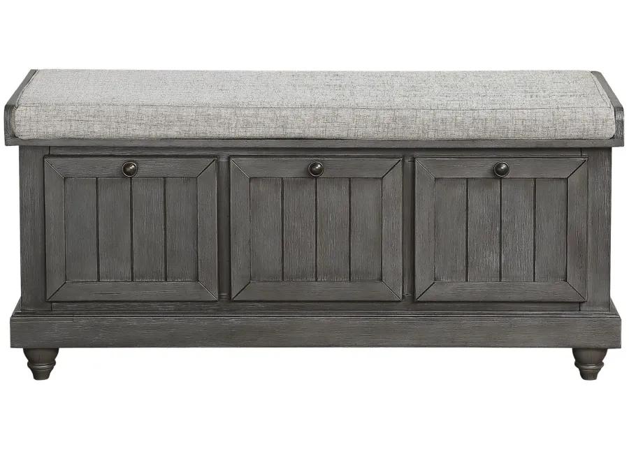 Hakea Upholstered Storage Bench in Distressed Dark Gray by Homelegance
