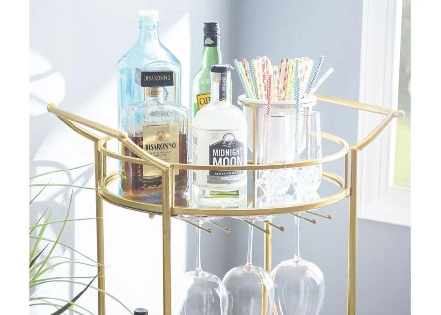 Ulla Round Bar Cart in Gold by Linon Home Decor