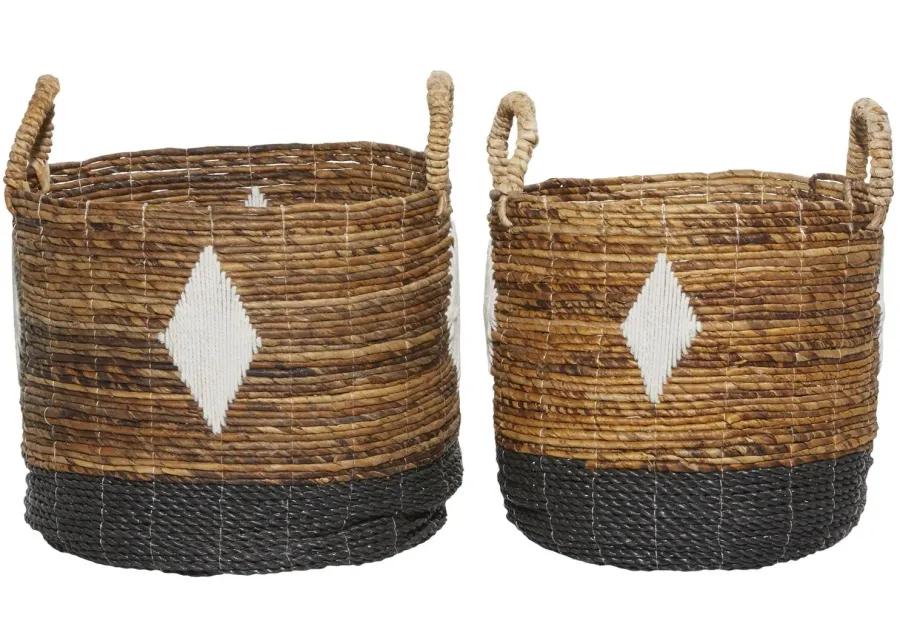 Ivy Collection Storage Baskets - Set of 2 in Brown by UMA Enterprises