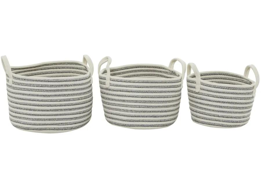 Ivy Collection Storage Basket - Set of 3 in Gray by UMA Enterprises