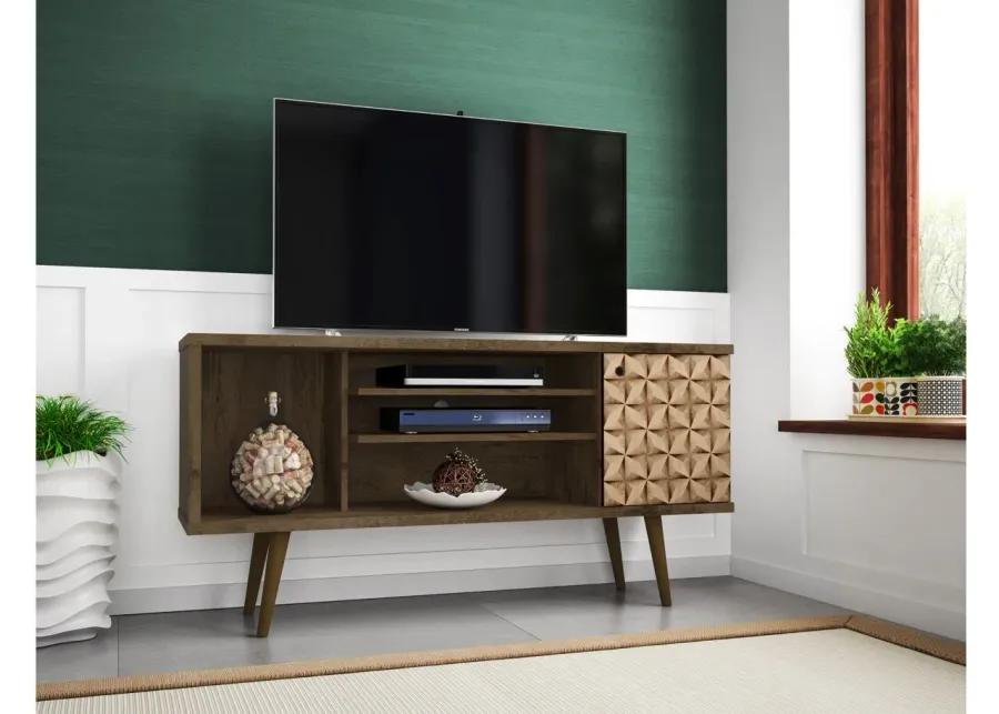 Liberty 53" TV Stand in Rustic Brown and 3D Brown Prints by Manhattan Comfort