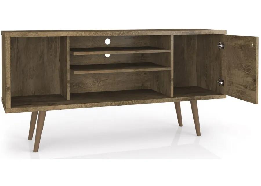 Liberty 53" TV Stand in Rustic Brown and 3D Brown Prints by Manhattan Comfort