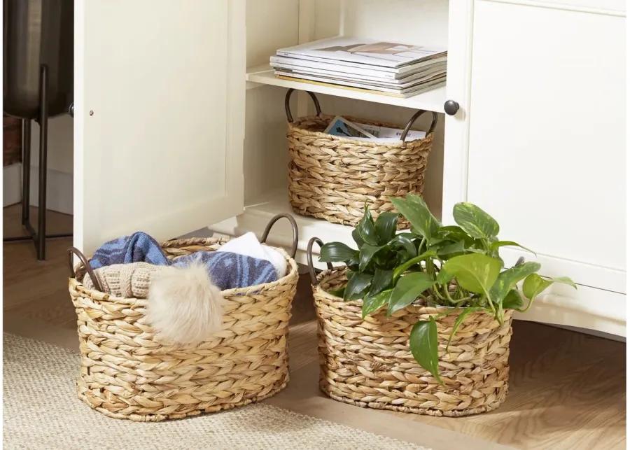 Ivy Collection Streisand Storage Basket - Set of 3 in Brown by UMA Enterprises