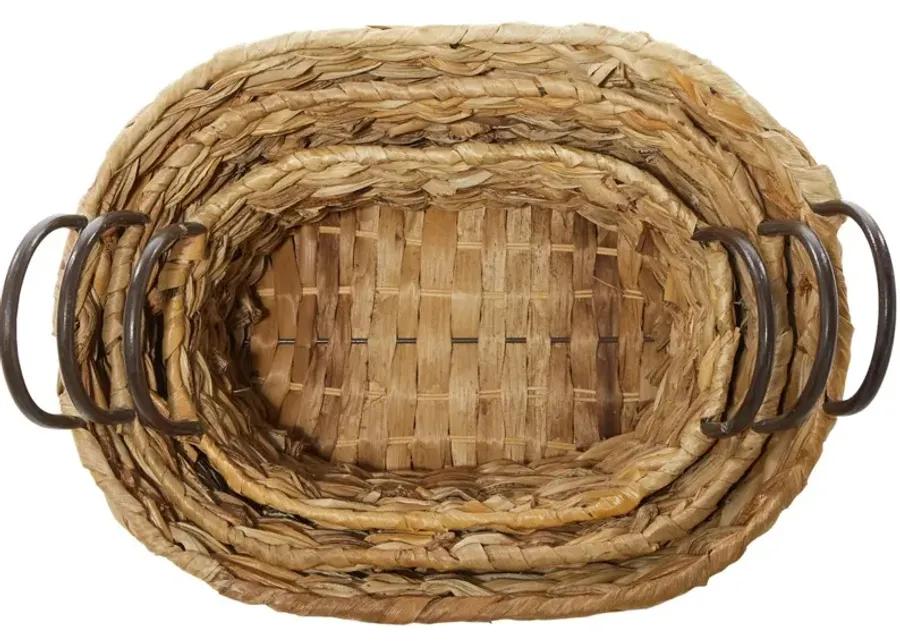 Ivy Collection Streisand Storage Basket - Set of 3 in Brown by UMA Enterprises