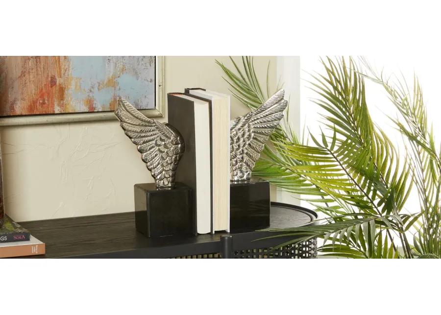 Ivy Collection Bird Wings Bookends Set in Silver by UMA Enterprises