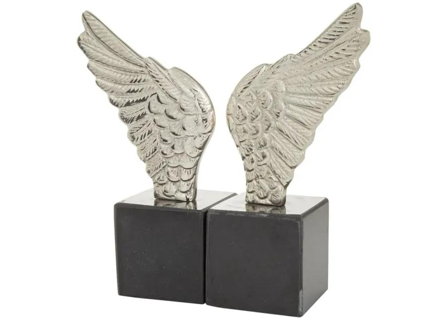 Ivy Collection Bird Wings Bookends Set in Silver by UMA Enterprises