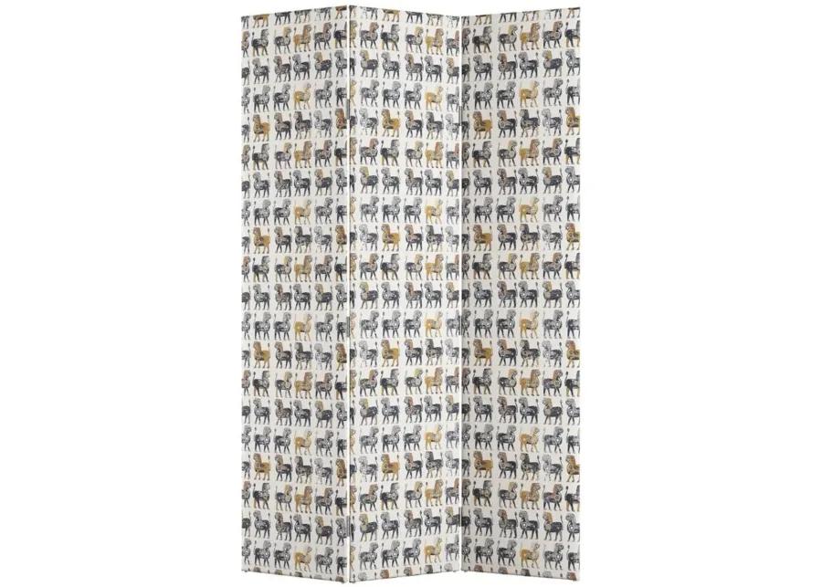 Bucharest Room Divider in Gray/Ivory/Blue/Gold by Skyline