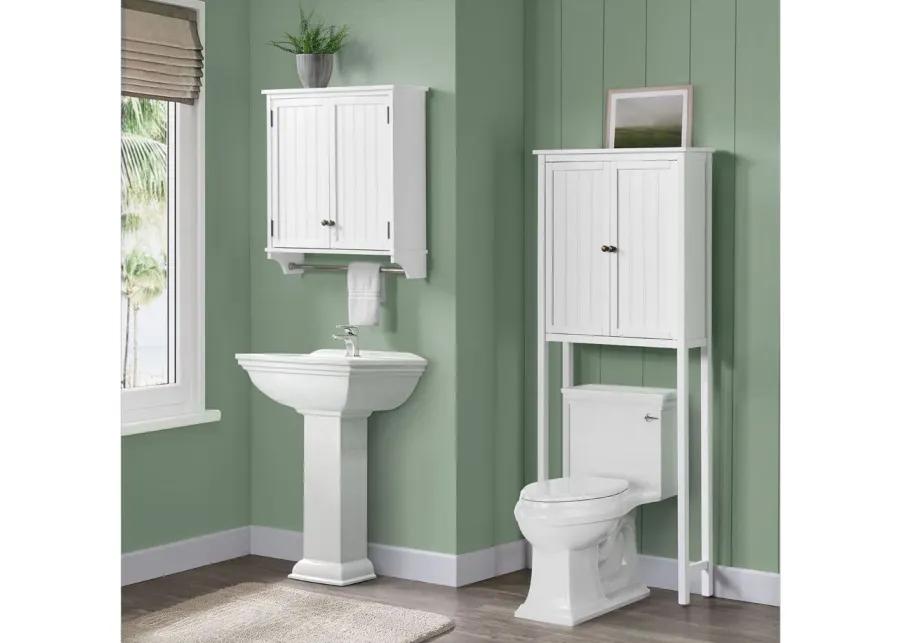 Dover 2-pc Over-Toilet Hutch w/ Cabinet in White by Bolton Furniture