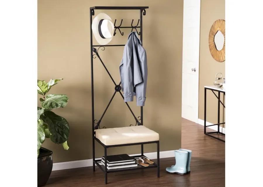 Thorne Entryway Bench/Storage Rack in Black by SEI Furniture