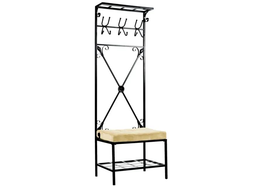 Thorne Entryway Bench/Storage Rack in Black by SEI Furniture