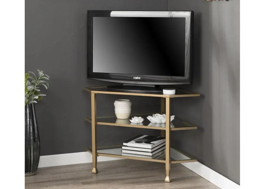 Bexley Metal/Glass Corner Tv Stand in Gold by SEI Furniture