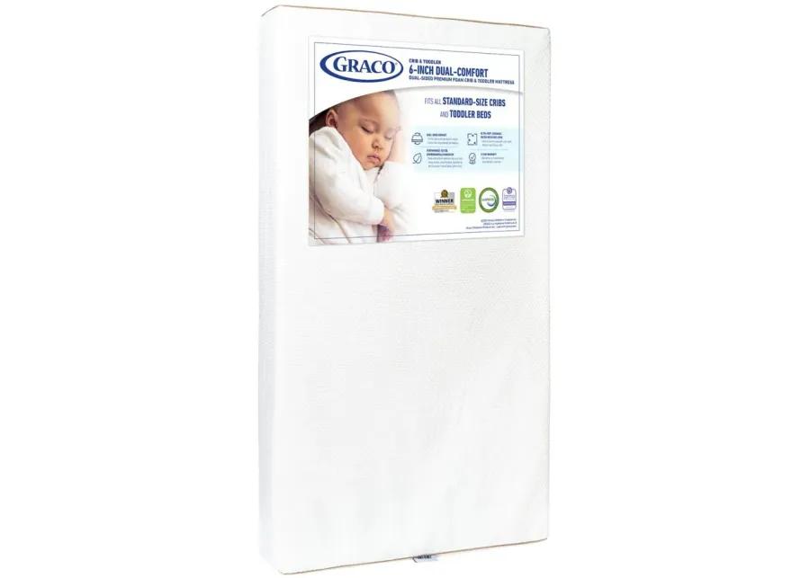Graco Dual Comfort 6 Inch Foam Crib & Toddler Mattress in White by Bellanest
