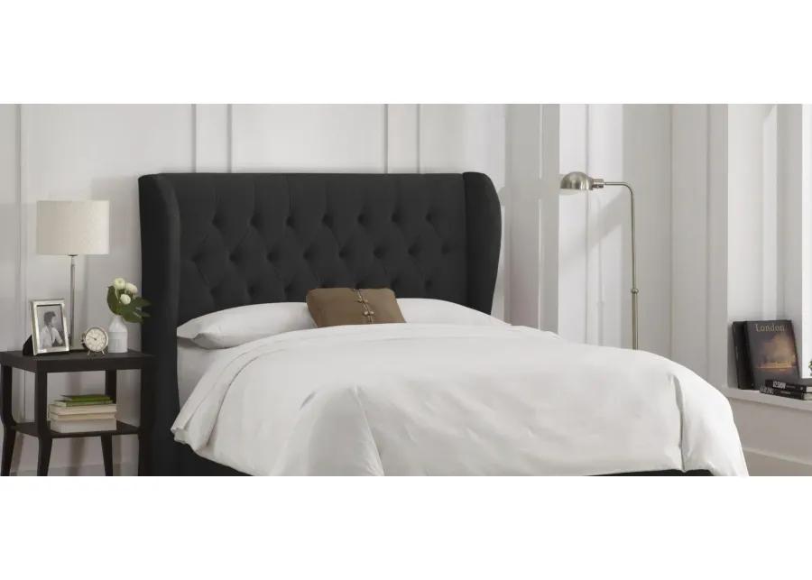 Thayer Wingback Bed in Velvet Black by Skyline