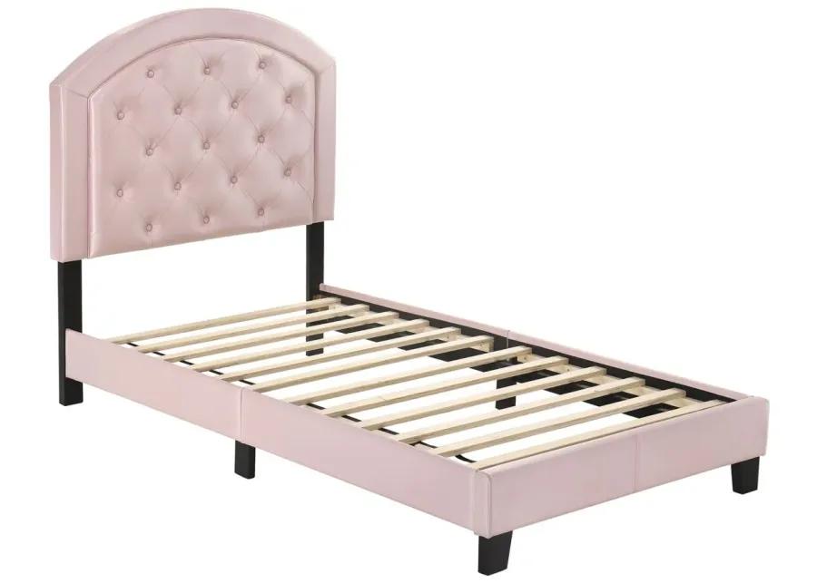 Gaby Upholstered Platform Bed with Adjustable Headboard in Pink by Crown Mark