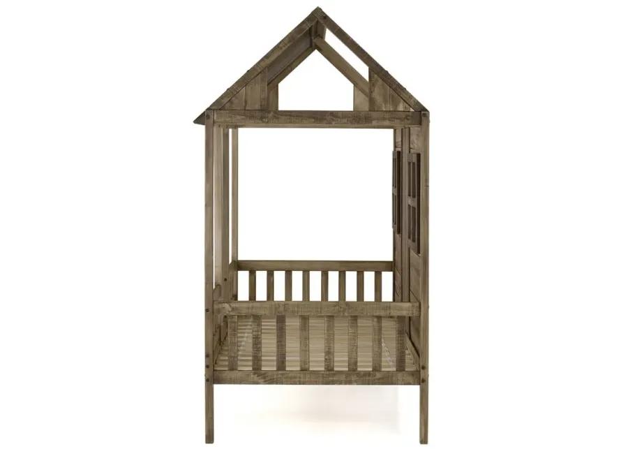 Front Porch Low Loft Bed with Twin Trundle in Rustic Driftwood by Donco Trading