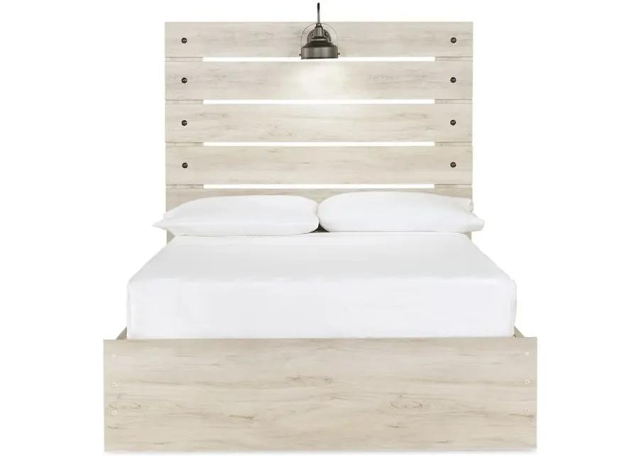 Luna Panel Bed with 2 Side Storage Drawers in Whitewash by Ashley Furniture