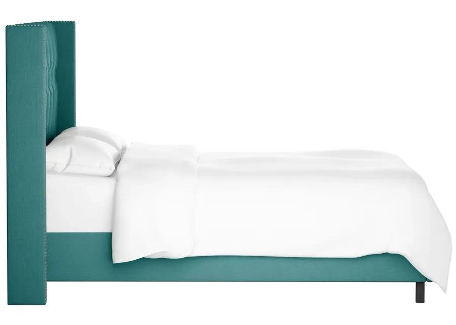 Cornelius Wingback Bed in Linen Laguna by Skyline