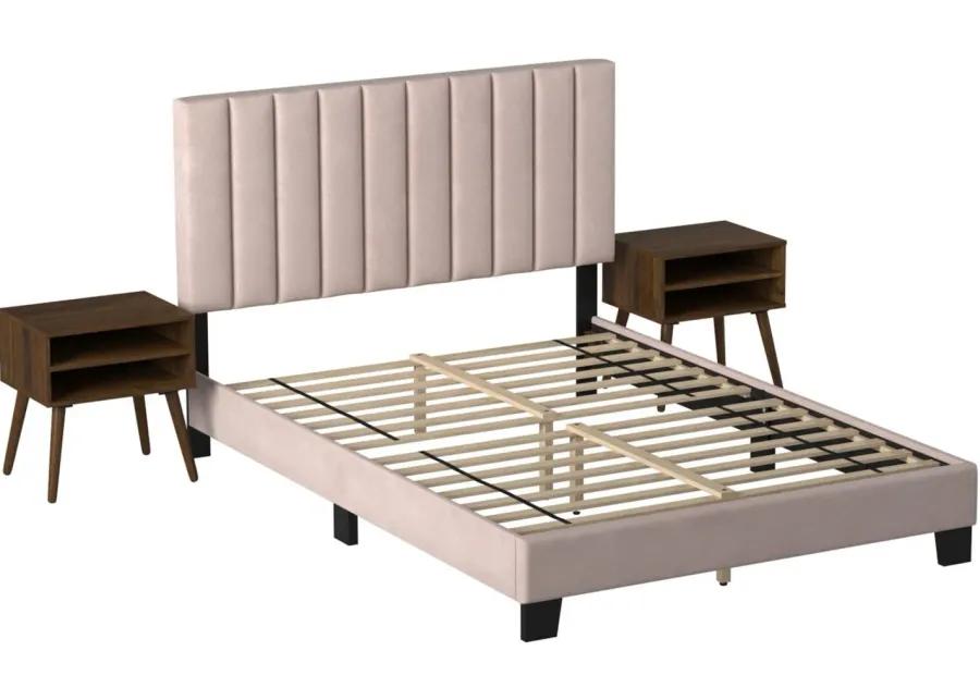 Colbie 3-pc. Upholstered Platform Bedroom Set in Blush by Elements International Group