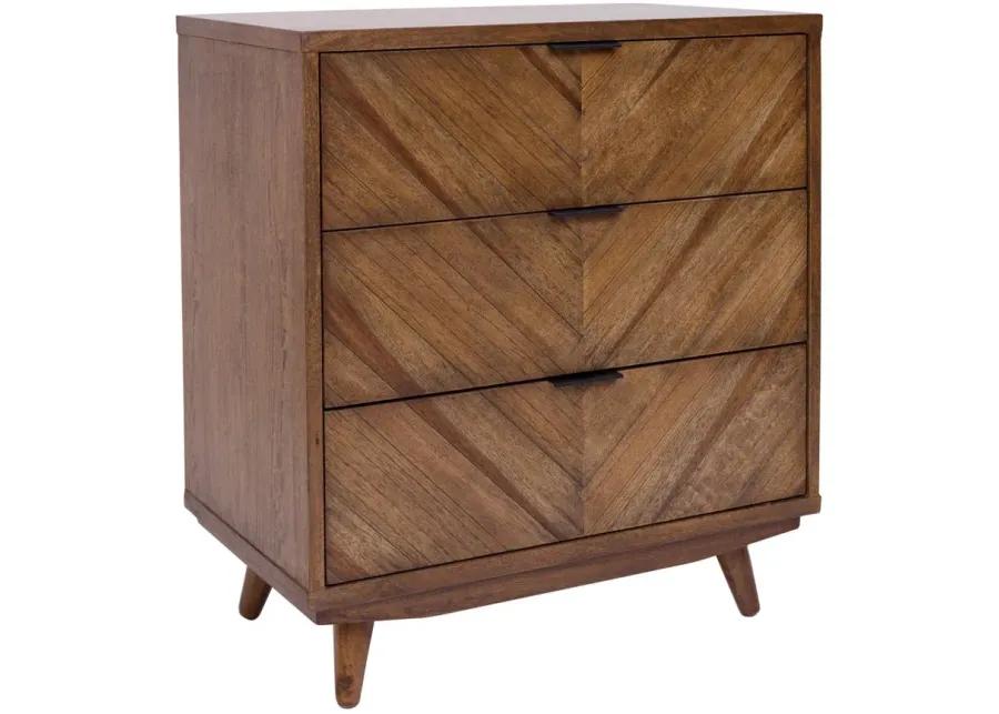 Piero Chevron 3-Drawer Chest in Monterey Brown by New Pacific Direct