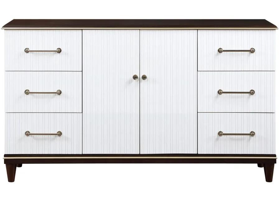 Bellamy Dresser in 2-Tone Finish With Gold Trim (White and Cherry) by Homelegance