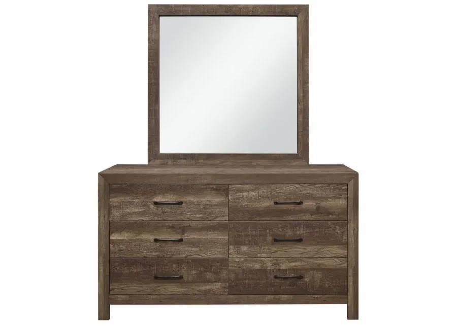 Bijou 6-Drawer Bedroom Dresser With Mirror in Rustic Brown by Homelegance